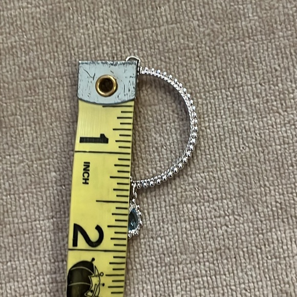 Judith Ripka Sterling Silver Hoop / Pierced Earring with Blue Topaz Dangle NWOT - Picture 9 of 11